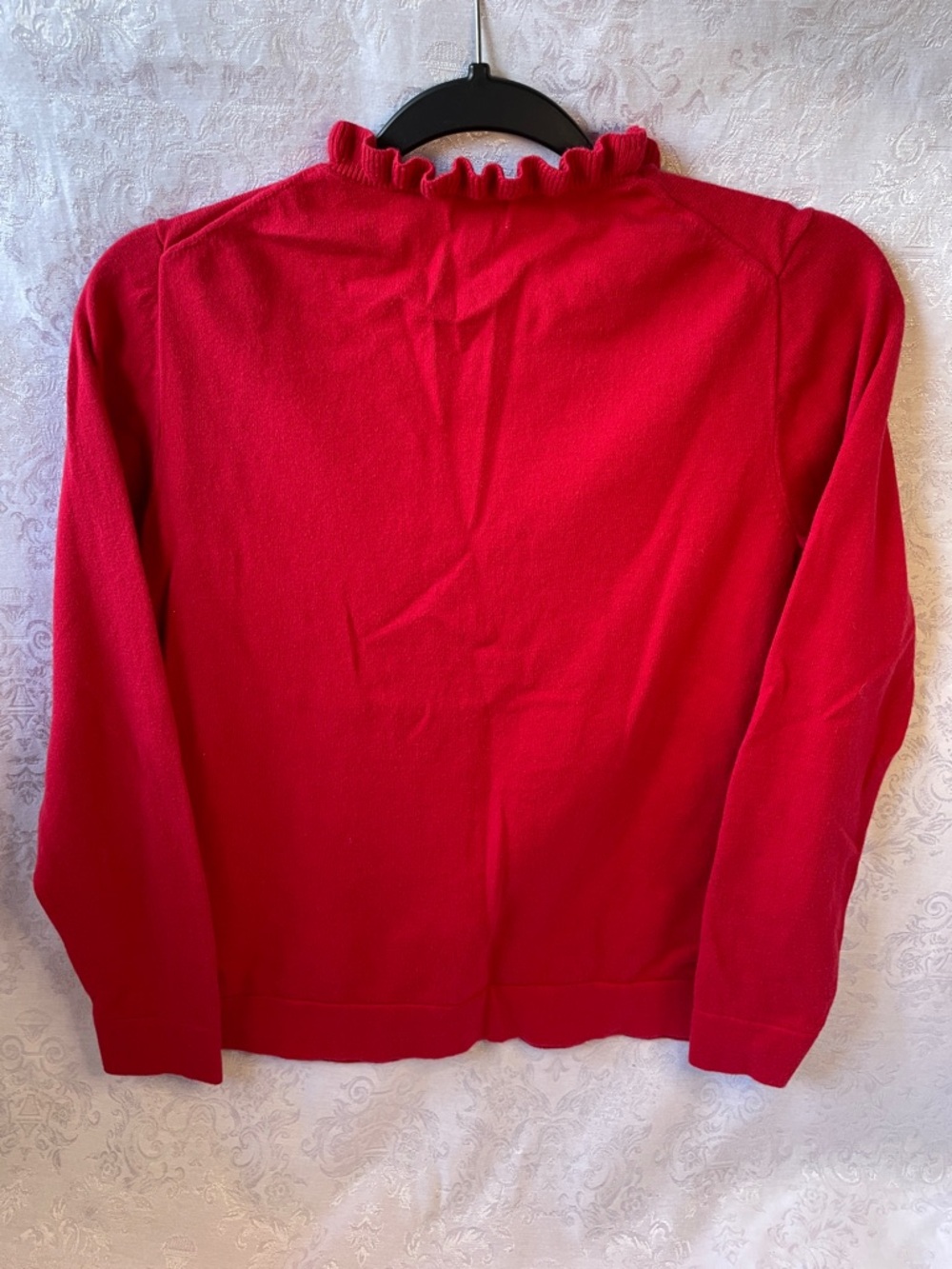 J. Crew Red Ruffle Turtleneck Sweater.  Size Small. - Picture 2 of 4